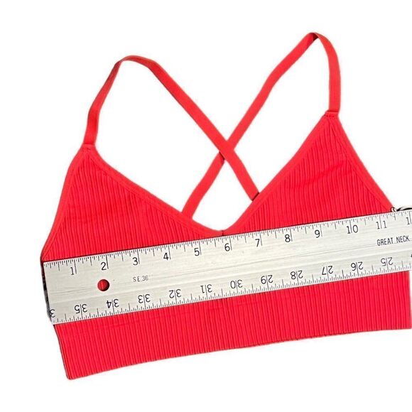 Good American Sport Bra Women’s XXS/XS‎ Double Knit Cross Strap Neon NEW Ribbed - Picture 5 of 7